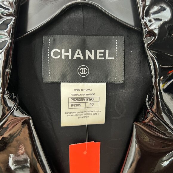 $5700 CHANEL 2015 Black Multi Wool Patent Blazer Jacket size FR 40/8 - Picture 8 of 13